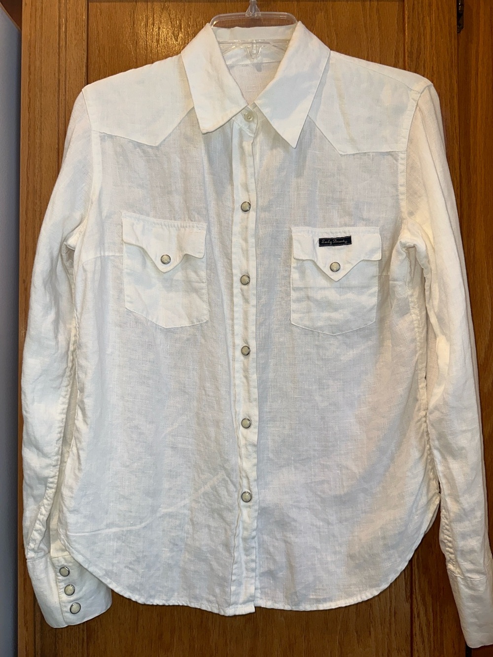 Lucky Brand White Western Snap Button Down Cotton Long Sleeve Shirt Size M